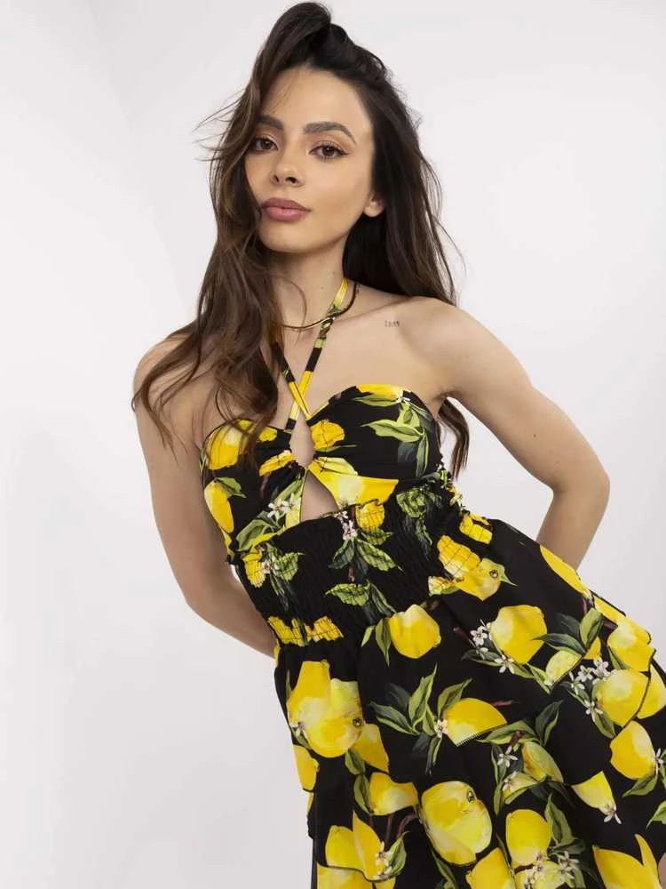 Suknelė Italy Moda Sukienka-MI-SK-23708.60-juoda-geltona