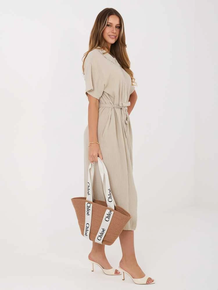 Suknelė Italy Moda Sukienka-MI-SK-3426.91-smėlio spalva