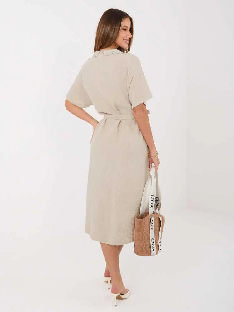 Suknelė Italy Moda Sukienka-MI-SK-3426.91-smėlio spalva