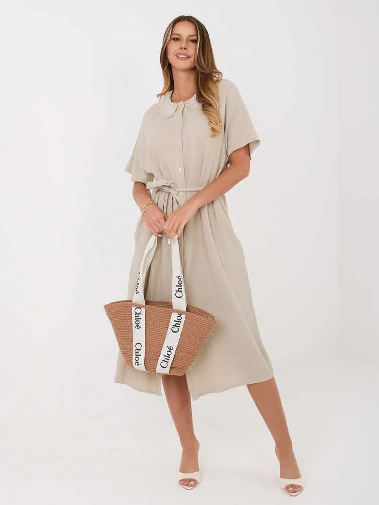 Suknelė Italy Moda Sukienka-MI-SK-3426.91-smėlio spalva