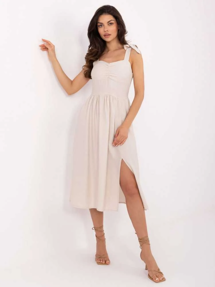 Suknelė Italy Moda Sukienka-MI-SK-A1830.69-smėlio spalva