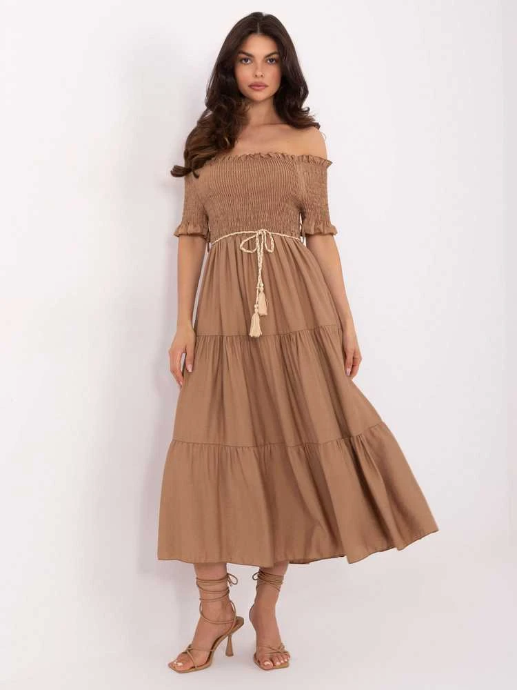 Suknelė Italy Moda Sukienka-MI-SK-A2609.96-camelowy