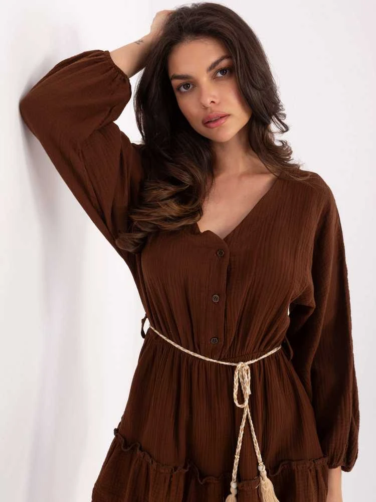 Suknelė Italy Moda Sukienka-MI-SK-A5079.27-ciemny ruda