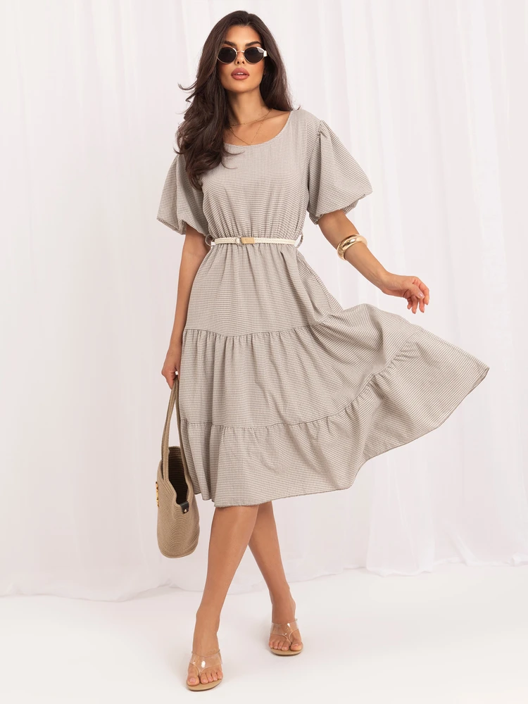 Suknelė Italy Moda Sukienka-MO-SK-8849.78-smėlio spalva