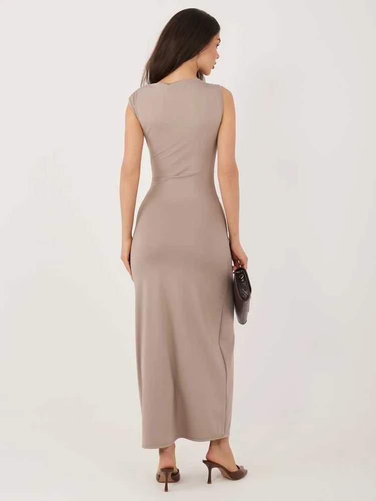 Suknelė Rue Paris Sukienka-IT-SK-22392.21-ciemny bezowy