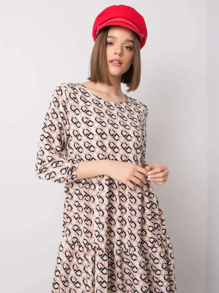 Suknelė Rue Paris Sukienka-WN-SK-R821-1.65-jasny smėlio spalva