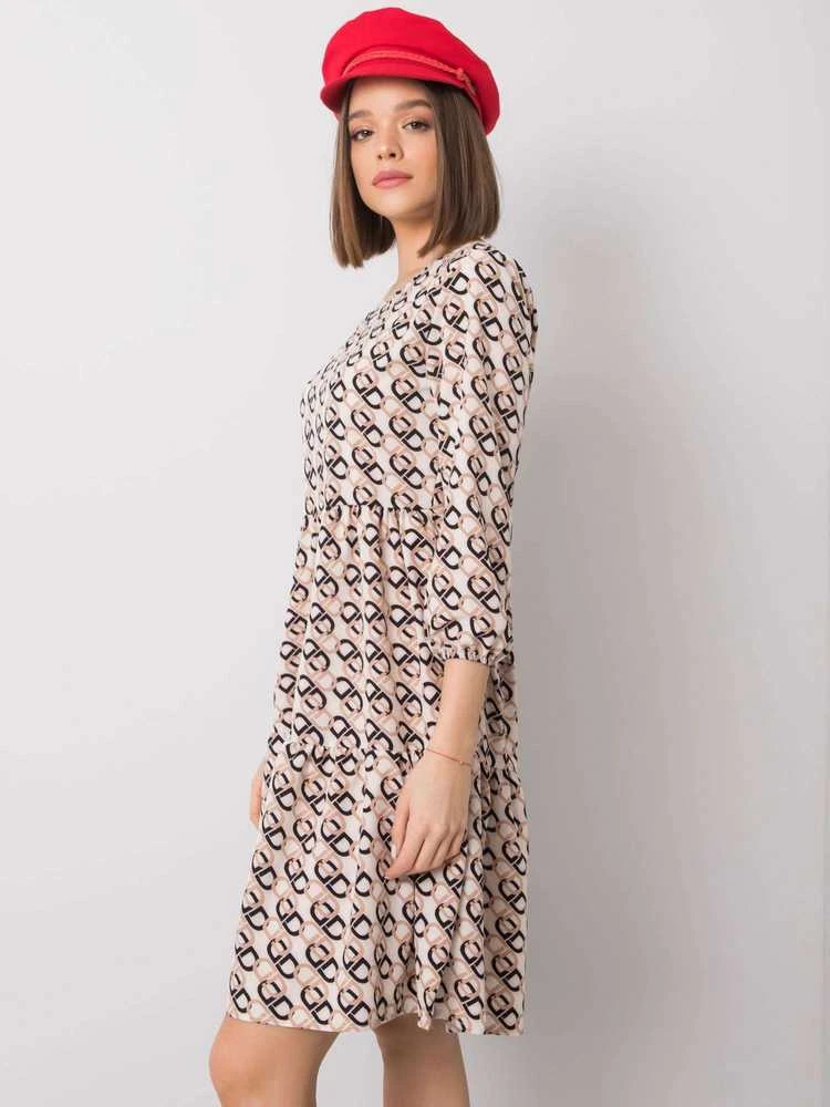 Suknelė Rue Paris Sukienka-WN-SK-R821-1.65-jasny smėlio spalva