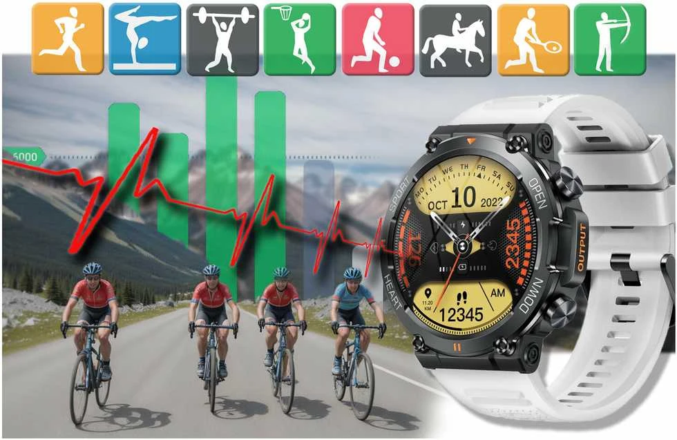 Išmanusis laikrodis Gravity GT7-6 Pro, Juodos spalvos korpusas su baltos spalvos dirželiu