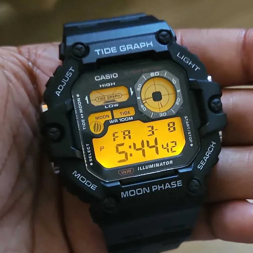 CASIO skaitmeninis Moonphase vyriškas laikrodis WS-1700H-1AV + BOX