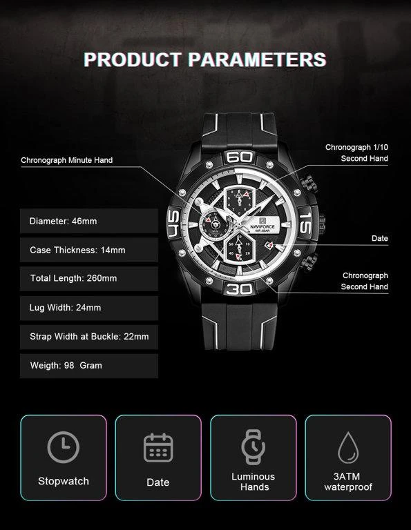 VYRIŠKAS LAIKRODIS NAVIFORCE NF8018T - CHRONOGRAF (zn123a) + dėžutė