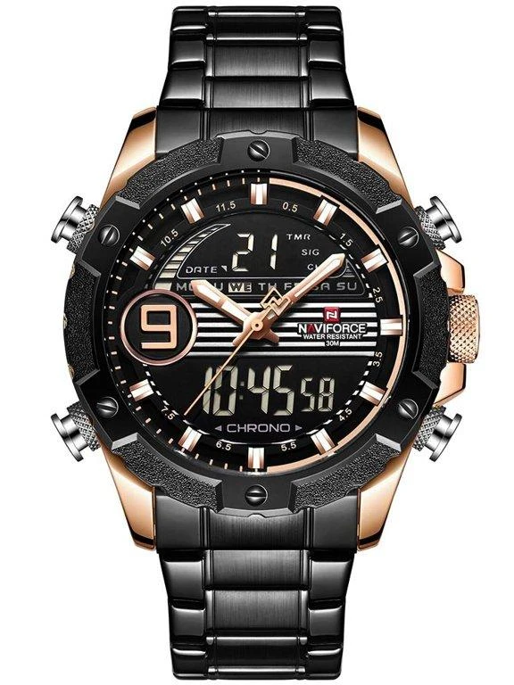 VYRIŠKAS LAIKRODIS NAVIFORCE - NF9146S (zn089c) - juodas/rosegold + dėžutė