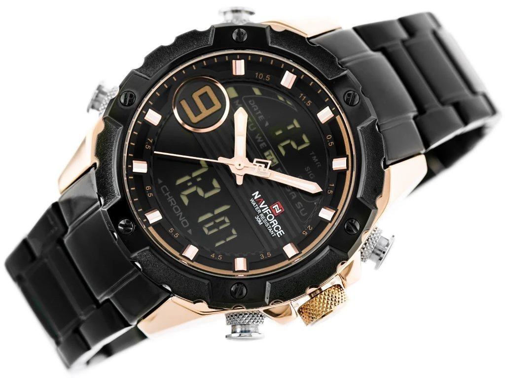 VYRIŠKAS LAIKRODIS NAVIFORCE - NF9146S (zn089c) - juodas/rosegold + dėžutė
