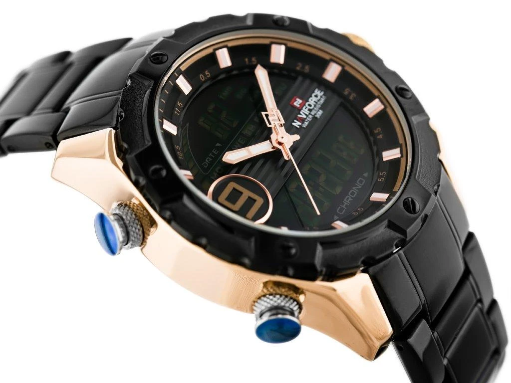 VYRIŠKAS LAIKRODIS NAVIFORCE - NF9146S (zn089c) - juodas/rosegold + dėžutė