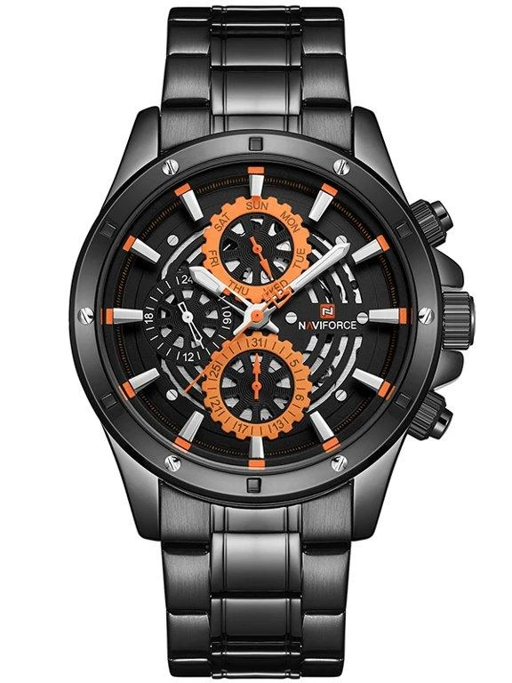 VYRIŠKAS LAIKRODIS NAVIFORCE - NF9149 (zn090a) juodas / oranžinis + dėžutė