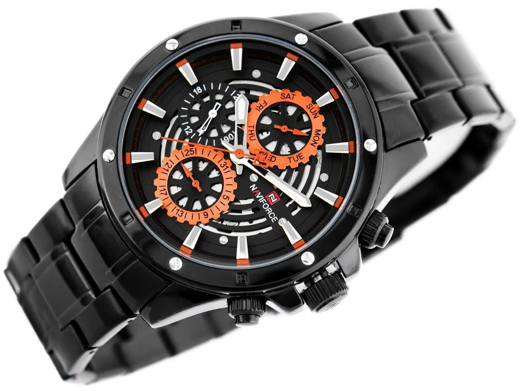 VYRIŠKAS LAIKRODIS NAVIFORCE - NF9149 (zn090a) juodas / oranžinis + dėžutė