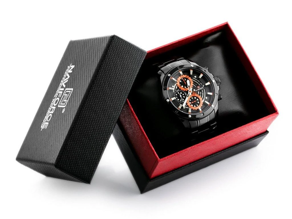 VYRIŠKAS LAIKRODIS NAVIFORCE - NF9149 (zn090a) juodas / oranžinis + dėžutė