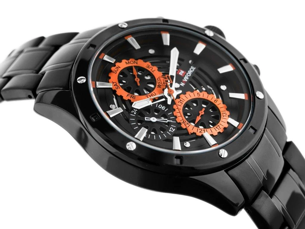 VYRIŠKAS LAIKRODIS NAVIFORCE - NF9149 (zn090a) juodas / oranžinis + dėžutė