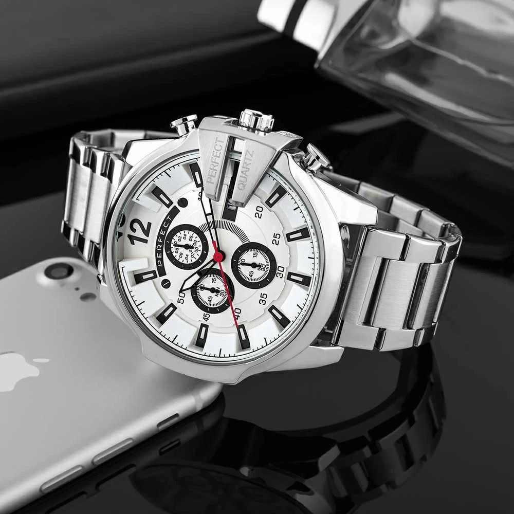 PERFECT VYRIŠKAS LAIKRODIS M513CH-01 - CHRONOGRAFAS (zp387b) + DĖŽUTĖ