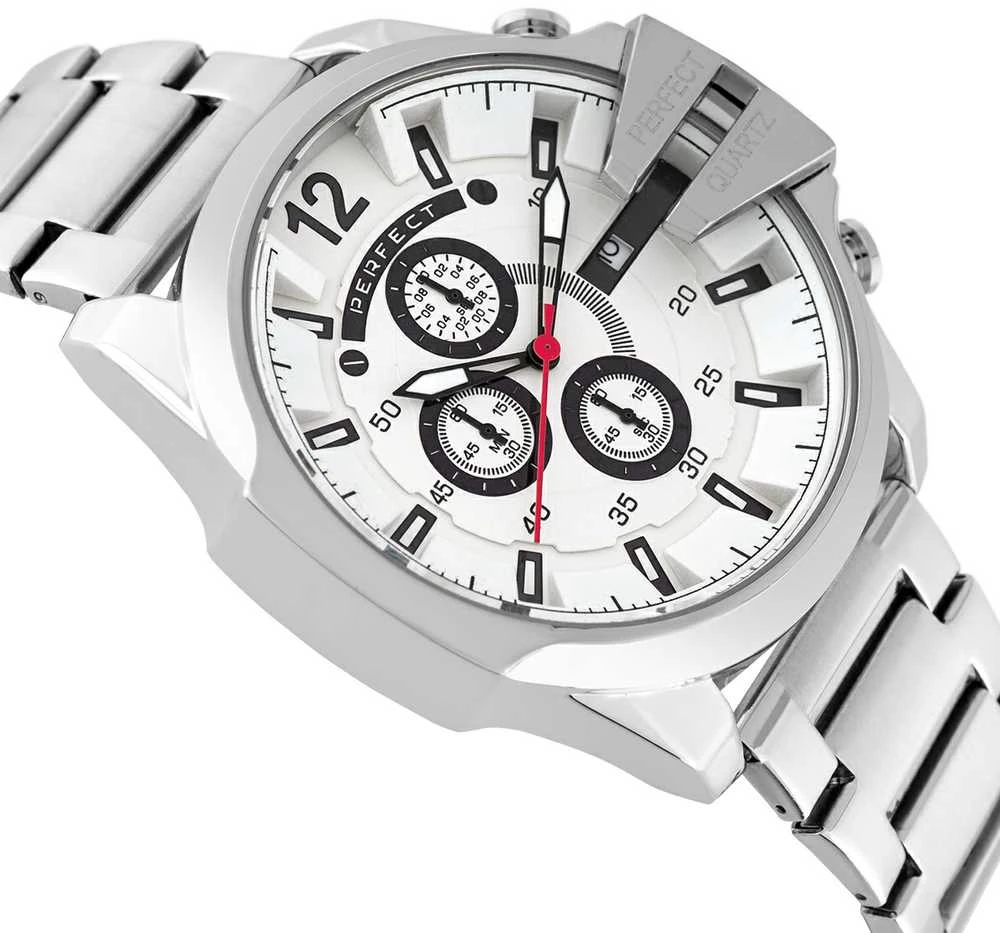 PERFECT VYRIŠKAS LAIKRODIS M513CH-01 - CHRONOGRAFAS (zp387b) + DĖŽUTĖ