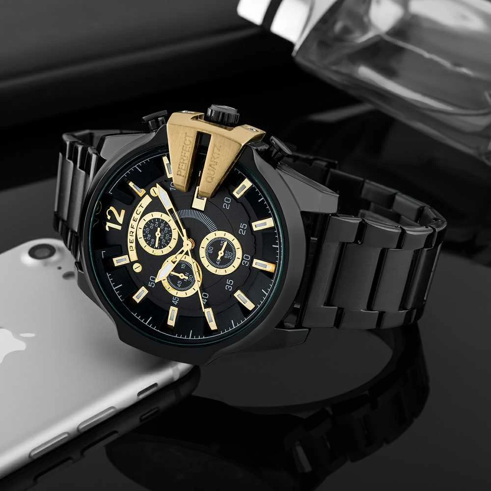 PERFECT VYRIŠKAS LAIKRODIS M513CH-07 - CHRONOGRAFAS (zp387a) + DĖŽUTĖ