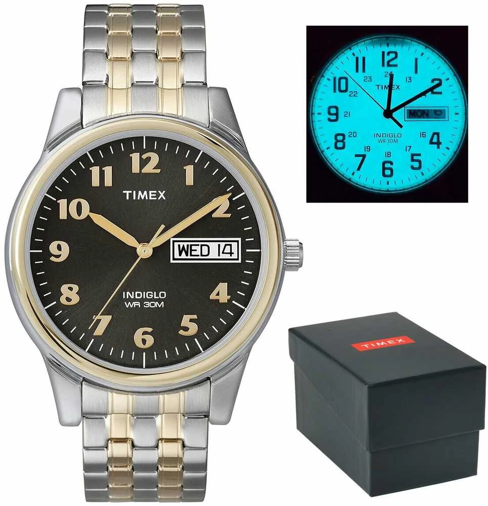 TIMEX Charles dviejų spalvų vyriškas laikrodis T26481 INDIGLO + DĖŽUTĖ