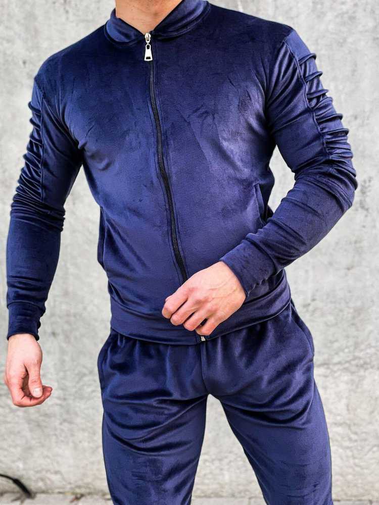 Vyriškas veliūrinis kostiumas - Mėlynas | Navy