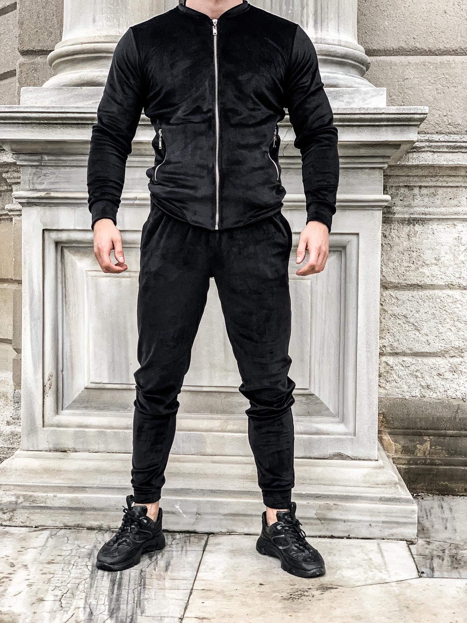 Empire of Style Vyriškas veliūrinis "Anarchy" kostiumas - Juodas