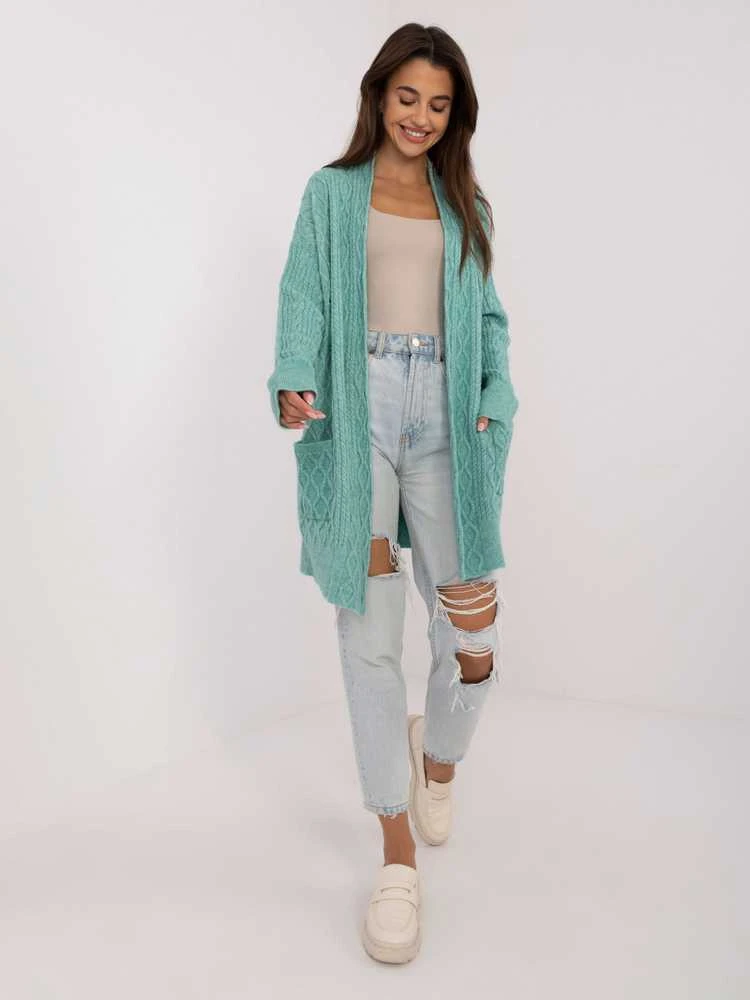 Wool Fashion Italia Kardiganas moterims AT-SW-2366.61-mint