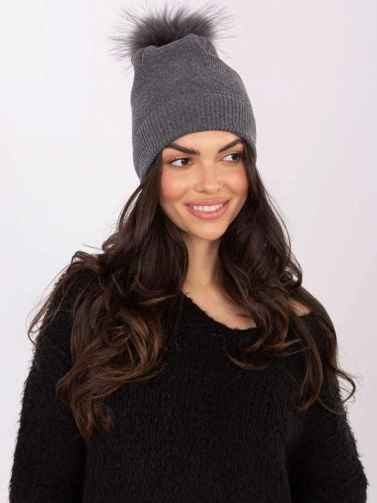 Wool Fashion Italia Czapka-AT-CZ-171701.37-ciemny pilka