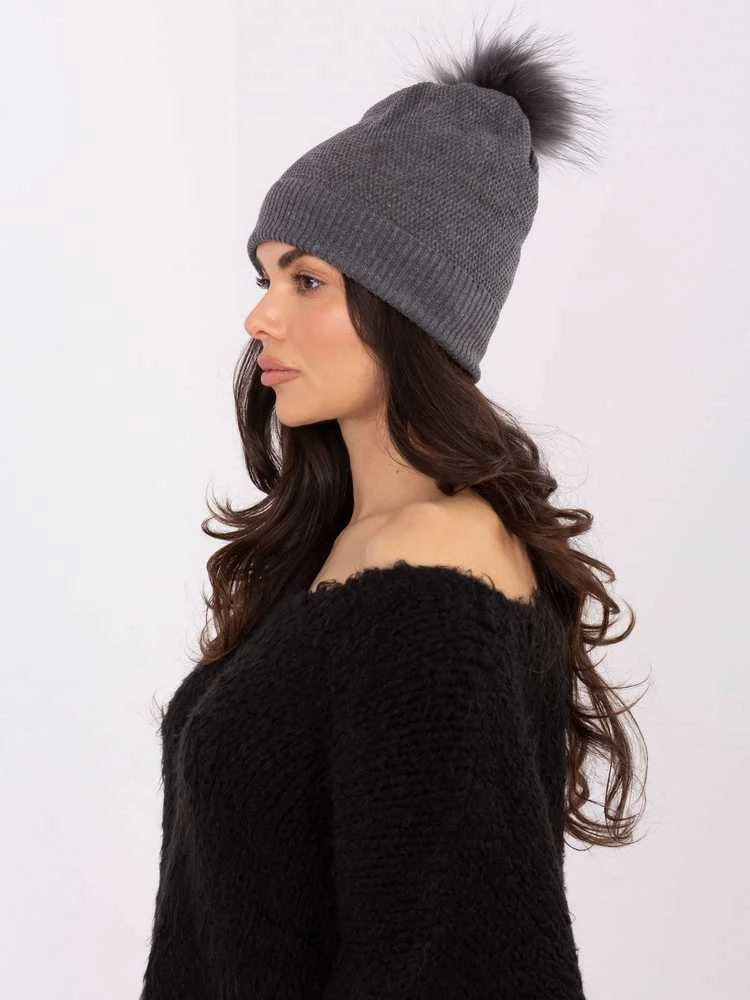Wool Fashion Italia Czapka-AT-CZ-171701.37-ciemny pilka