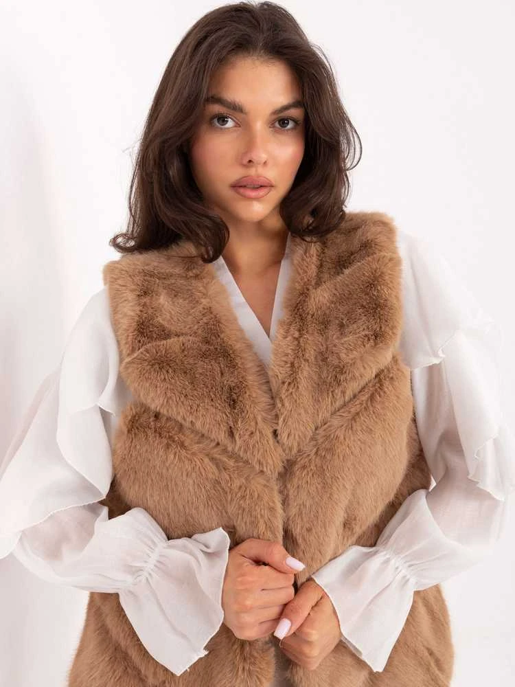 Wool Fashion Italia Liemenė moterims AT-KZ-2349.00P-camelowy