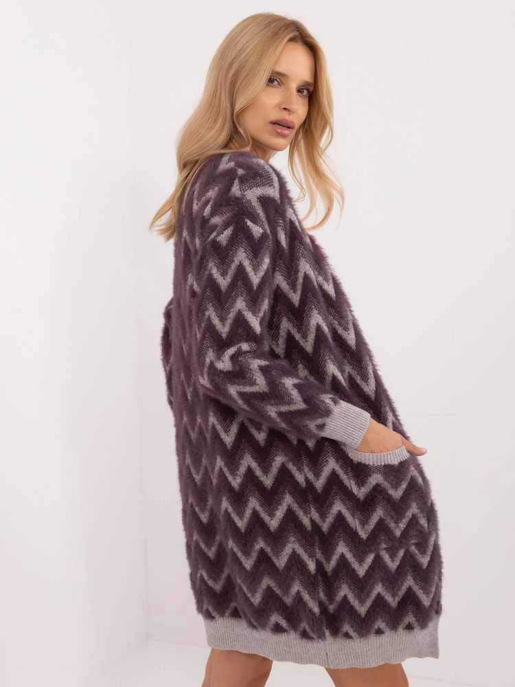 Wool Fashion Italia Kardiganas-AT-SW-2340-A.00-tamsiai violetinė