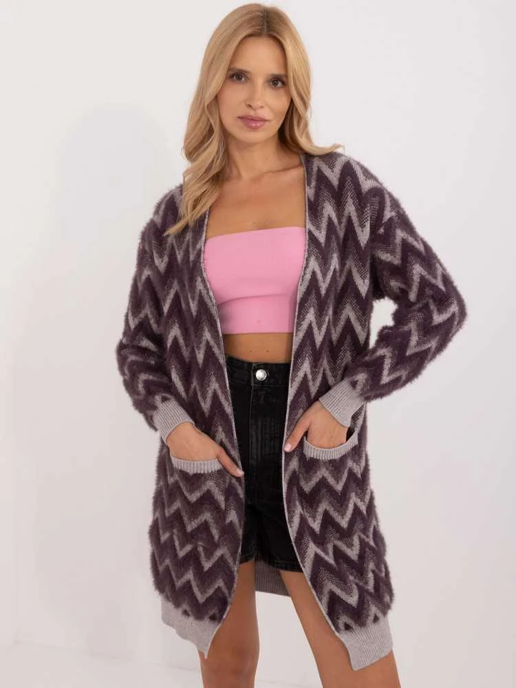 Wool Fashion Italia Kardiganas-AT-SW-2340-A.00-tamsiai violetinė