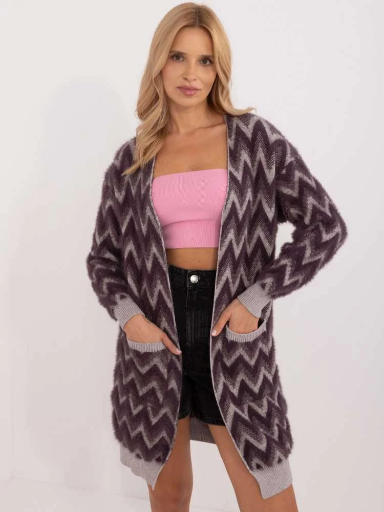Wool Fashion Italia Kardiganas-AT-SW-2340-A.00-tamsiai violetinė