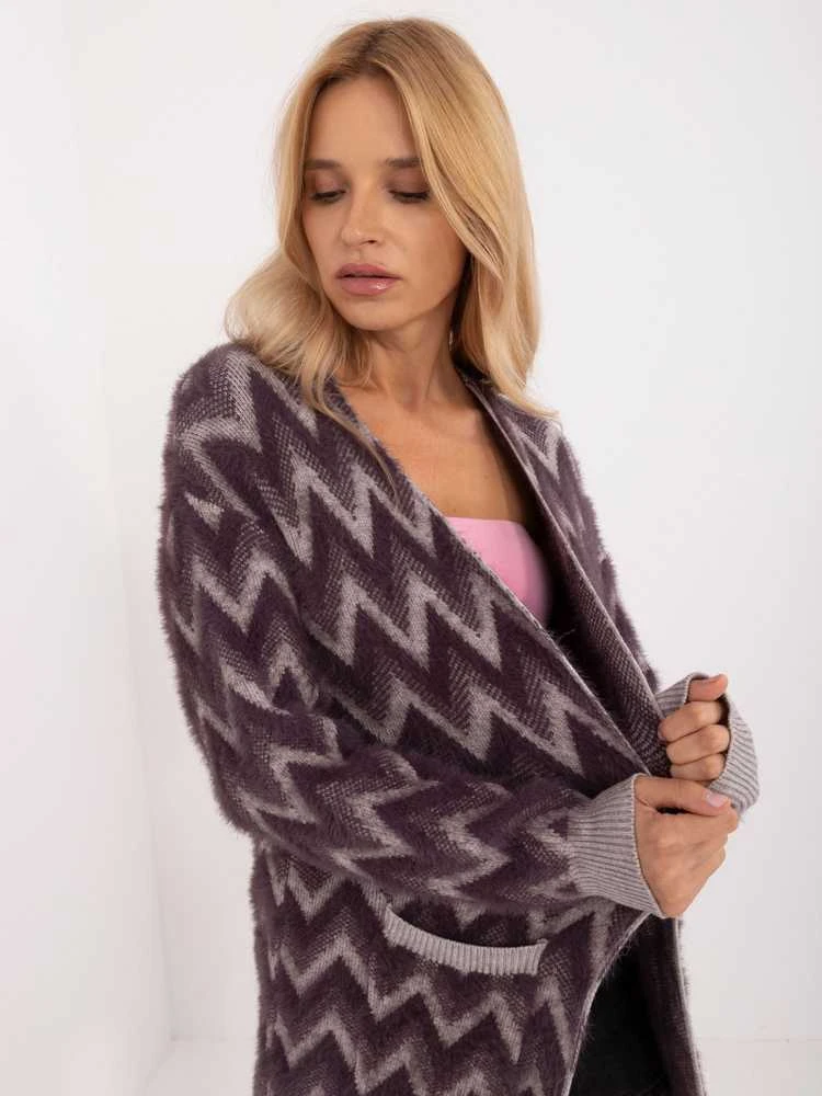 Wool Fashion Italia Kardiganas-AT-SW-2340-A.00-tamsiai violetinė