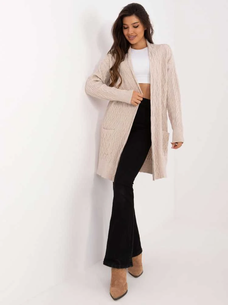 Wool Fashion Italia Kardiganas-AT-SW-2366.61-smėlio spalvos