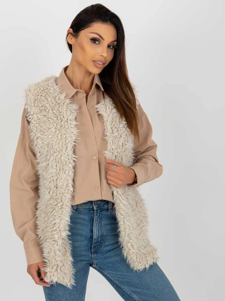 Wool Fashion Italia Liemenė-AT-KZ-22105.11P-smėlio spalvos