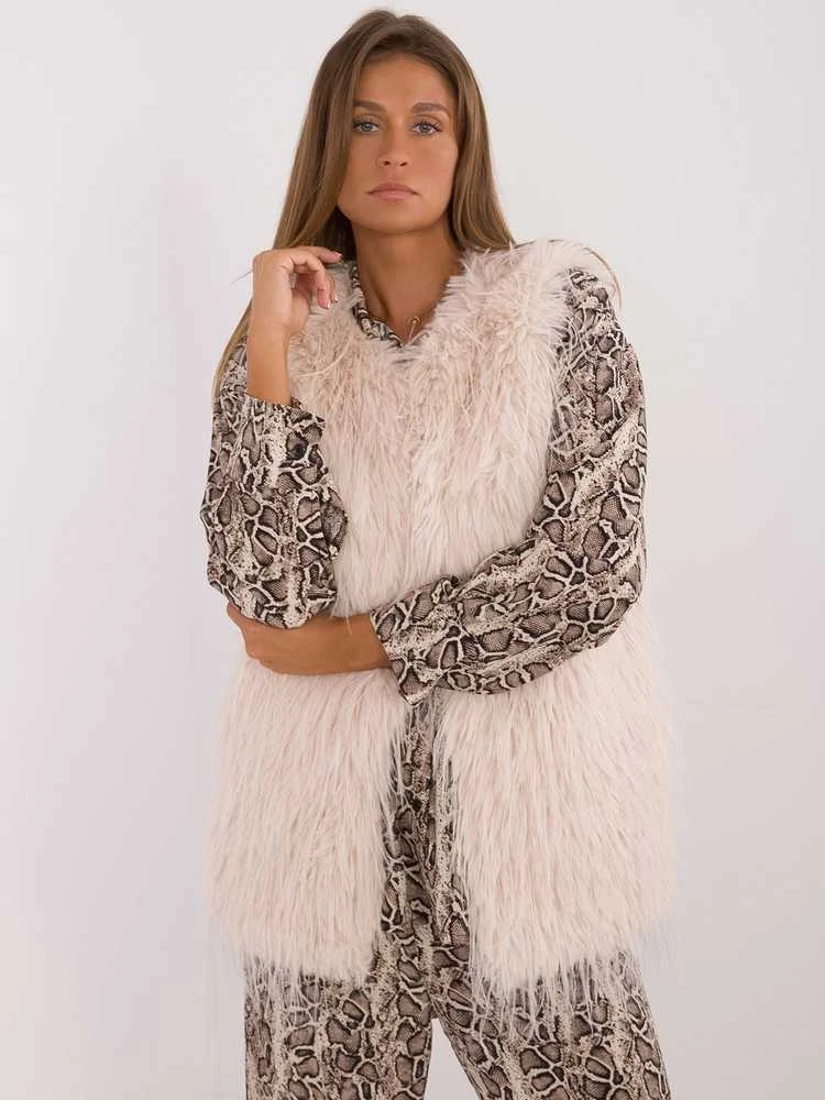 Wool Fashion Italia Liemenė-AT-KZ-2349-1.31P-šviesiai smėlio spalvos