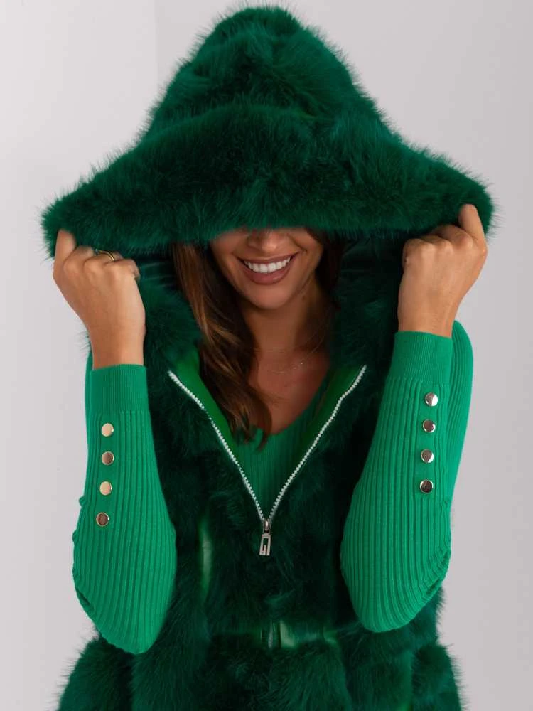 Wool Fashion Italia Liemenė-AT-KZ-2379.96P-tamsiai žalia