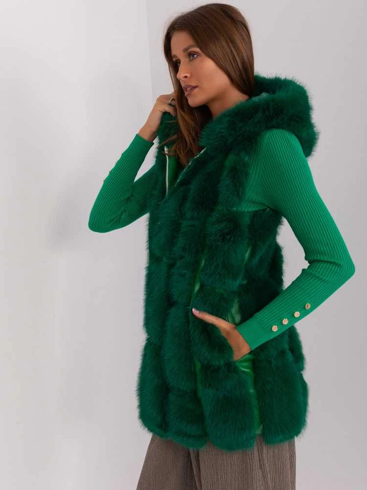 Wool Fashion Italia Liemenė-AT-KZ-2379.96P-tamsiai žalia