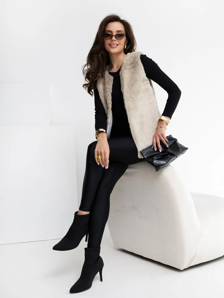 Wool Fashion Italia Liemenė-AT-KZ-4102-1.20P-šviesiai smėlio spalvos