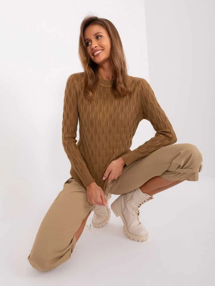 Wool Fashion Italia Megztinis-AT-SW-2324-2,68-šviesiai rudas