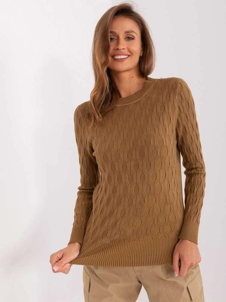 Wool Fashion Italia Megztinis-AT-SW-2324-2,68-šviesiai rudas