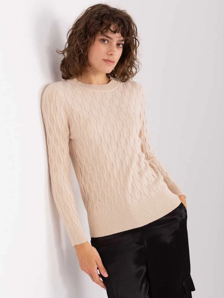Wool Fashion Italia Megztinis-AT-SW-2324-2,68-šviesiai smėlio spalvos
