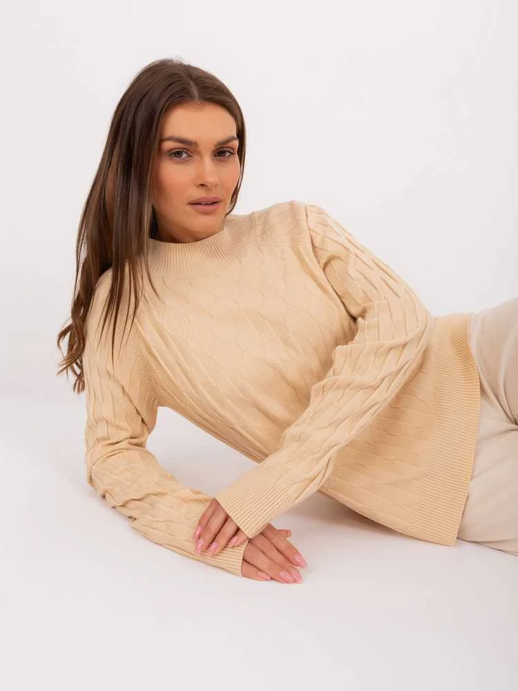 Wool Fashion Italia Megztinis-AT-SW-2326.37X-smėlio spalvos