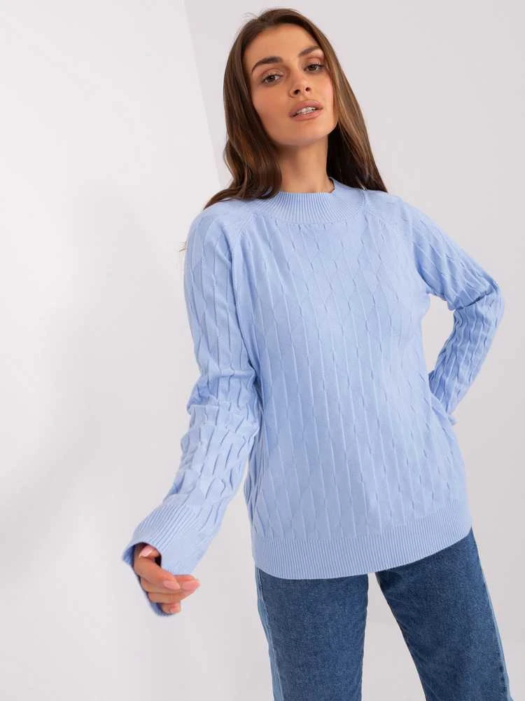 Wool Fashion Italia Megztinis-AT-SW-2326.37X-šviesiai mėlynas