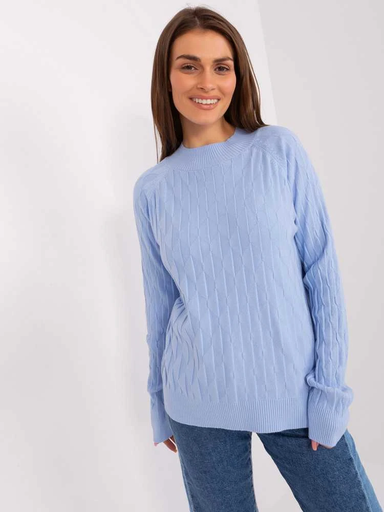 Wool Fashion Italia Megztinis-AT-SW-2326.37X-šviesiai mėlynas