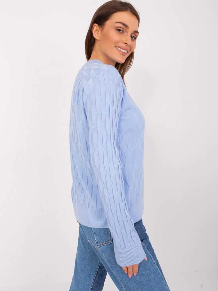 Wool Fashion Italia Megztinis-AT-SW-2326.37X-šviesiai mėlynas