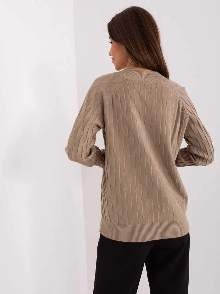 Wool Fashion Italia Megztinis-AT-SW-2326.37X-tamsiai smėlio spalvos