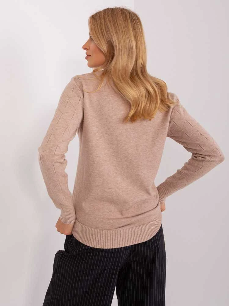 Wool Fashion Italia Megztinis-AT-SW-232901.25X-tamsiai smėlio spalvos